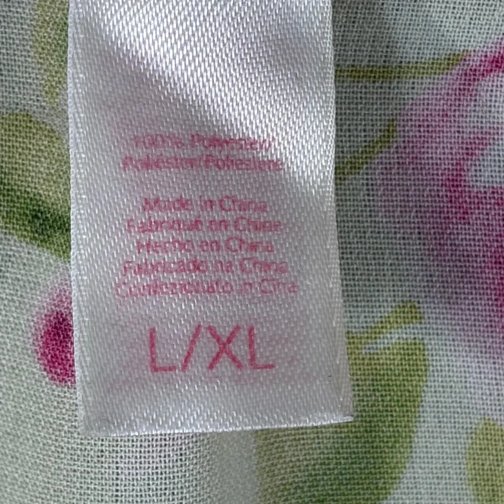 Oscar de la Renta Pink Label Floral Robe and Nightgown Set Mint Green Large XL